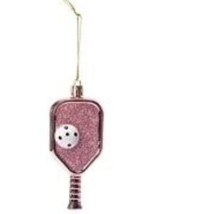 New Decorative Christmas ornament pink glittery pickleball paddle ball